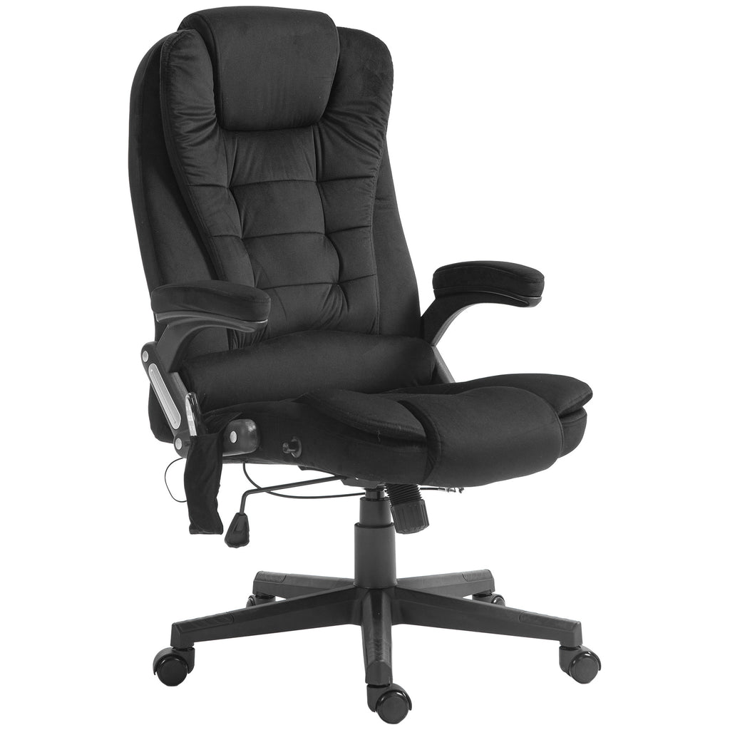 HOMCOM 6 Point Vibrating Massage Office Chair with Heat, Velvet High Back Executive Office Chair with Reclining Backrest, Pad