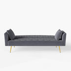 Modern convertible 72 inch foldable sleeper sofa with tufted, American retro style, made of gray velvet material, suitable for small living rooms, bedrooms and offices. gray color - Grand Goldman Shop