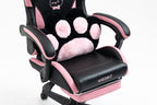 Cute Cat Gaming Chair with Paw Lumbar Cushion, PC Video Gamer Chair for Girl Teen Woman (Black) | Premium Home Decor - Grand 