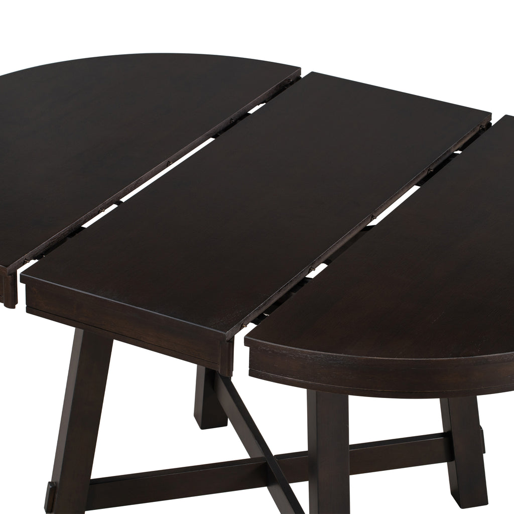 Gia Round Extendable Dining Table with 16' Leaf Wood, Espresso - Grand Goldman Shop