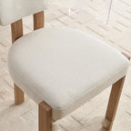 Modern Farmhouse Dining Chairs Set of 2 in Beige, Fabric Upholstered Wooden Kitchen Chairs with Ergonomic Backrest and Adjustable Feet, Rubber Wood Frame - Grand Goldman Shop