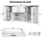 White Farmhouse Barn Door Storage Cabinet with 2 Drawers & Door Rack, Adjustable Shelves, MDF Construction, 63.11' L x 15.75' W x 32.09' H - Grand Goldman Shop
