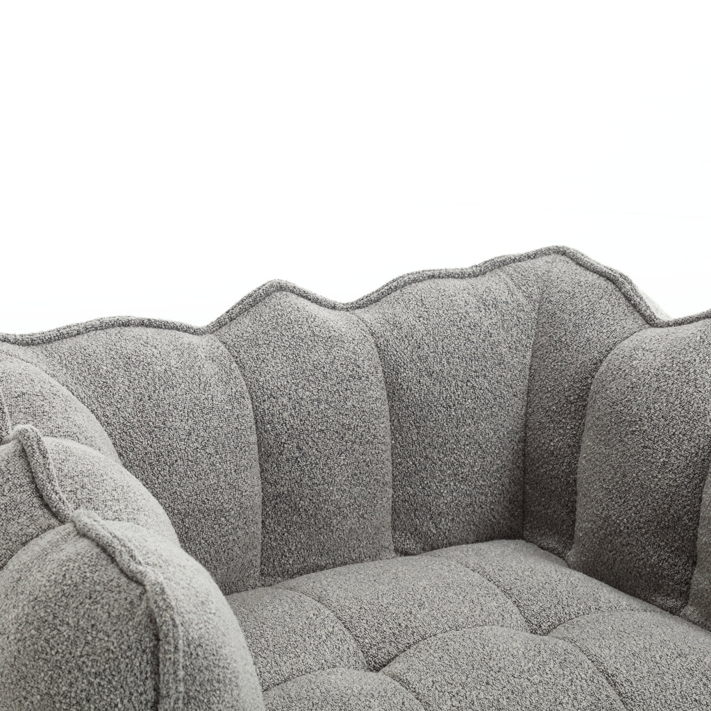 Soft Chenille Bean Bag Chair with High Resilient Foam for Living Room and Bedroom, Comfortable Square Lazy Sofa with Footstool for Adults - Grand Goldman Shop