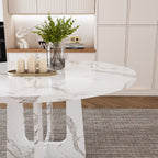 Modern Farmhouse 47.24' Round Dining Table for 4 with Marble White Finish MDF and Iron - Grand Goldman Shop