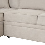 2 in 1 Sleeper Sofa Bed with Storage Ottoman, Beige Linen Upholstery, 84.75' L Shape Couch for Small Spaces - Grand Goldman Shop