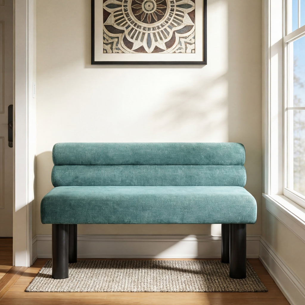 Upholstered Dining Bench, End of Bed, Entryway Bench, Ottoman for Dining Room, Bedroom, Living Room, Rubber Wood Leg 300 LBS Support, Green - Grand Goldman Shop