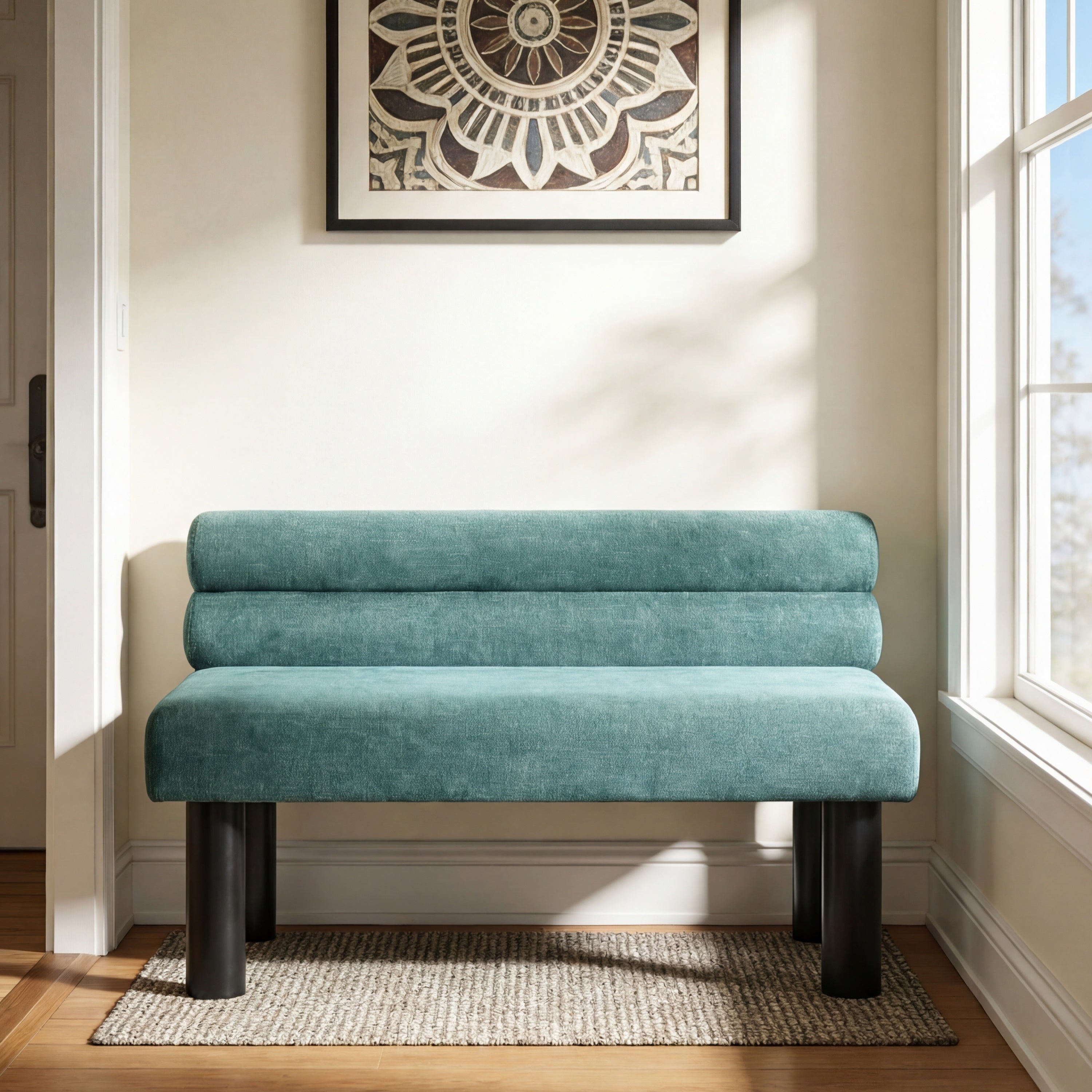 Upholstered Dining Bench, End of Bed, Entryway Bench, Ottoman for Dining Room, Bedroom, Living Room, Rubber Wood Leg 300 LBS Support, Green - Grand Goldman Shop