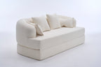 2-in-1 Foldable Sofa Bed,70 Inch Folding Boneless Couch Convertible Compressed Sleeper Sofabed, 4 Pillows for Living Room Apartment, Milk White - Grand Goldman Shop