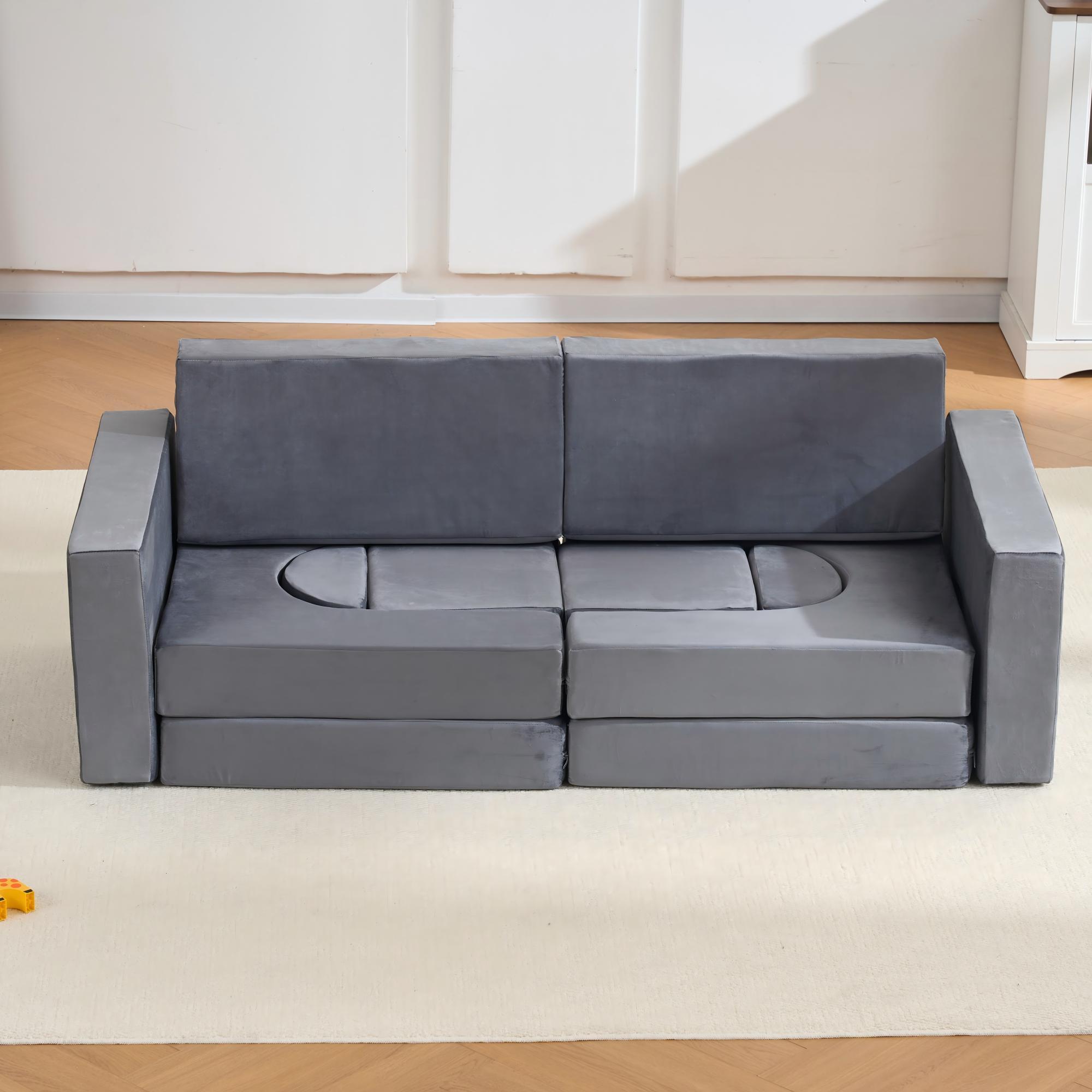 14 PCS Modular Kids Play Couch, Child Sectional Sofa, Versatile Toddler Soft Building Blocks Sofa Playset for Playroom Bedroo