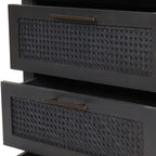 Newell Rustic Acacia Wood and Cane 3 Drawer Dresser - Grand Goldman Shop