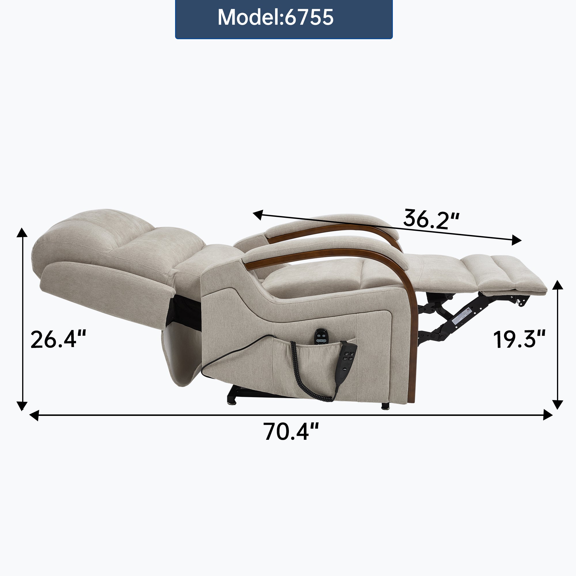 Power Beige Chenille Lift Recliner Chair Dual Motor Infinite Position Up to 350 LBS with Solid Wood Armrests, Heat Massage and Heavy Duty Motion Mechanism - Grand Goldman Shop