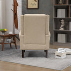 Modern Accent Chair Lounge Chair with Sturdy Wood Legs in Camel PU Leather for Living Room and Bedroom - Grand Goldman Shop