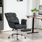 HOMCOM Executive Office Chair, PU Leather Ergonomic Office Desk Chair, Reclining and Swivel Chair with Footrest and Lumbar Su