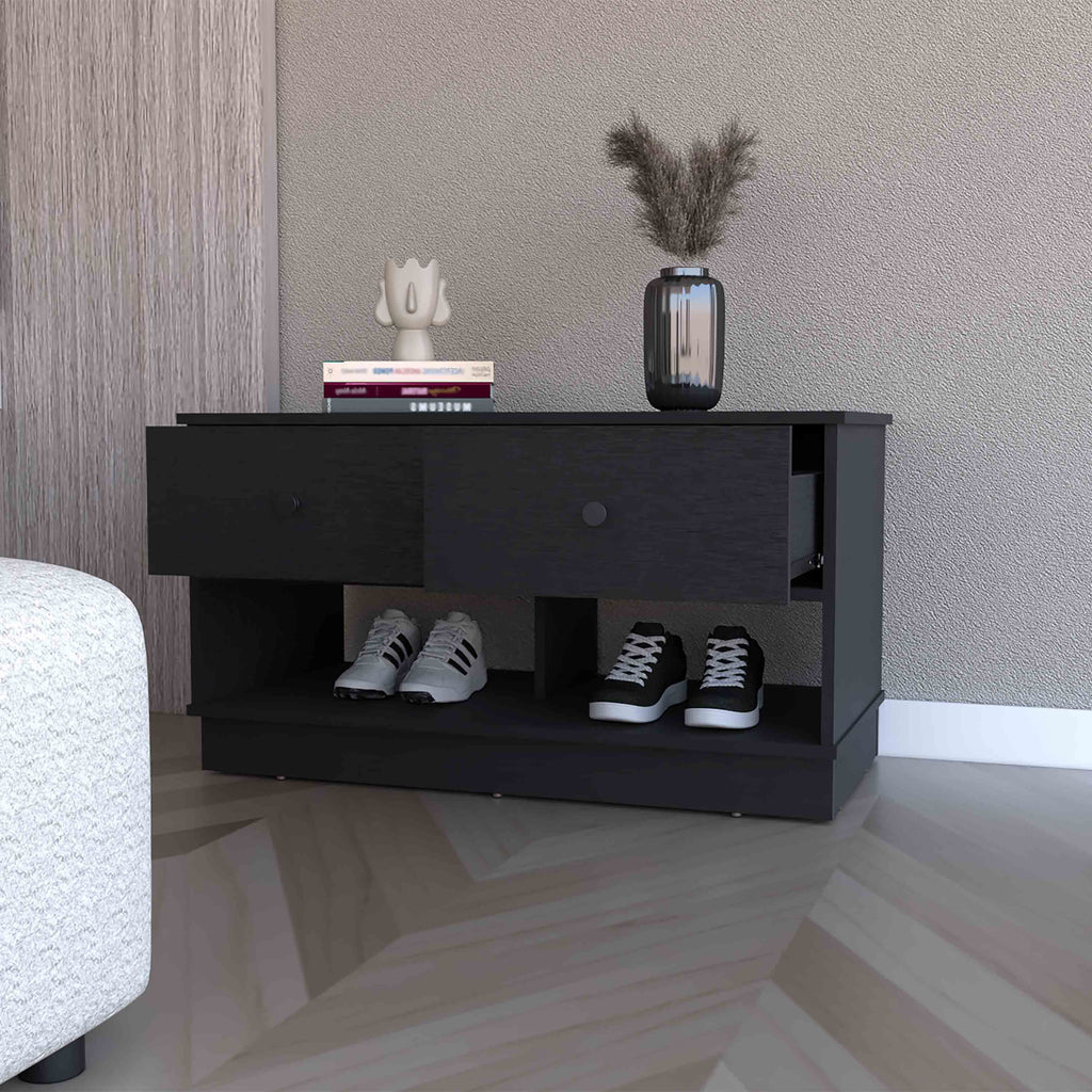 Tulip Storage Bench, Two Drawers, Two Shelves - Grand Goldman Shop