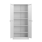 61' White Metal Kitchen Pantry Cabinet with Adjustable Storage and 4 Heavy Duty Shelves - Grand Goldman Shop