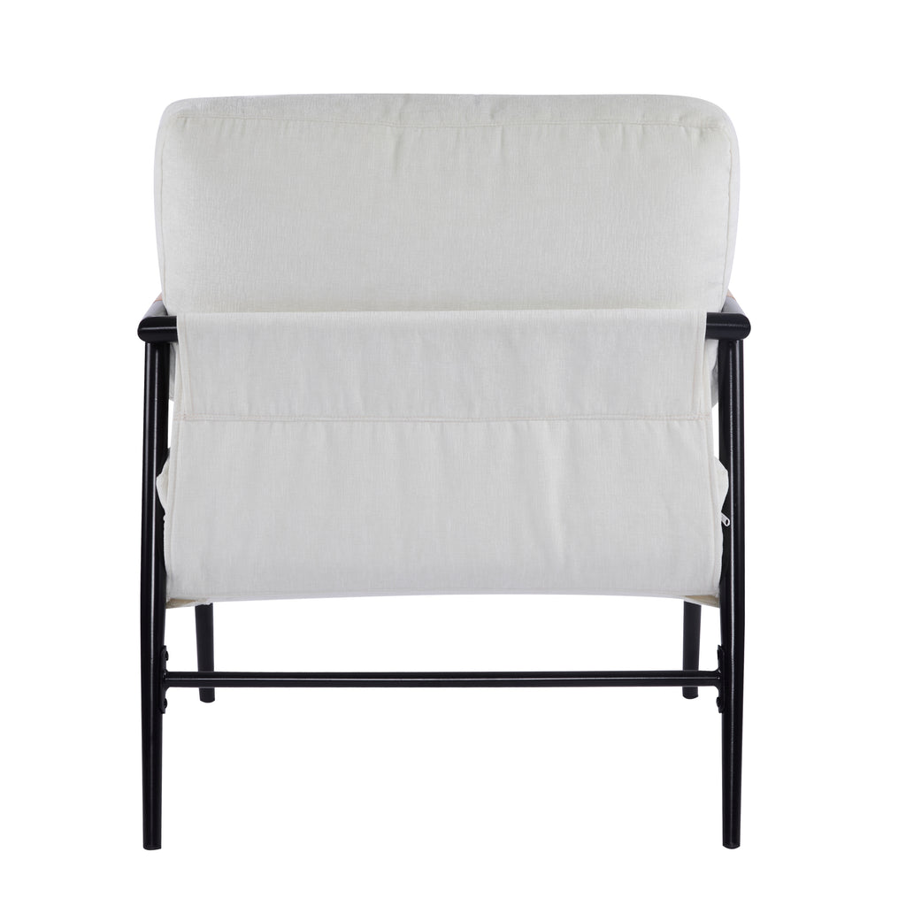 Modern Accent Chair with Plush Cushions, Metal Frame, Wooden Armrest - Cozy Seating for Living Room, Bedroom, Office - Grand Goldman Shop