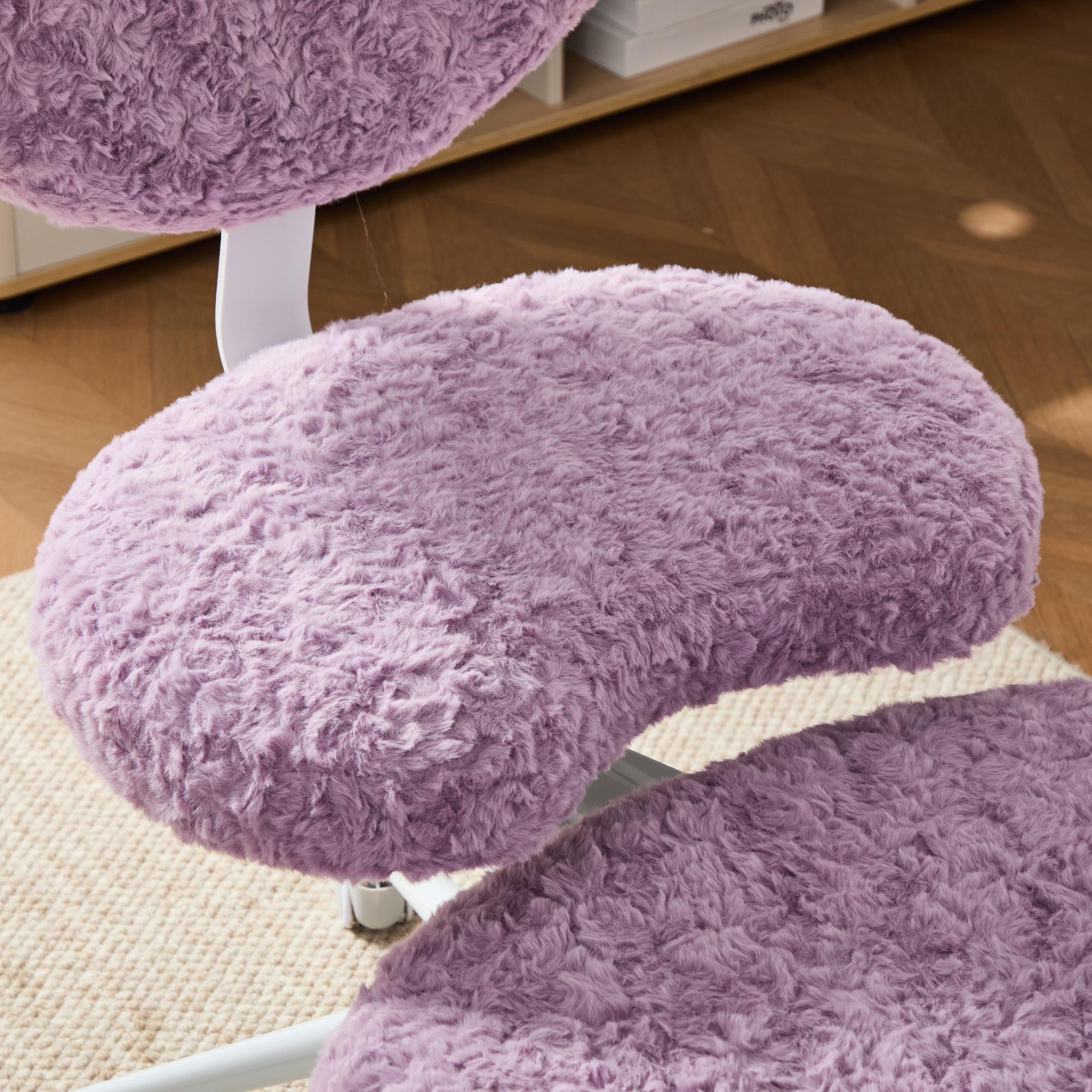 Artificial rabbit hair Meditation Chair Plus, Cross Legged Chair with Wheels, ADHD Chair, Criss Cross Desk Chair with Lumbar 