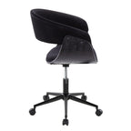 Mid-Century Modern Office Chair in Black Metal, Black Wood and Black Velvet - Grand Goldman