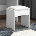 Fashion Vanity Desk with Mirror and Lights for Makeup and Chair, White MDF Vanity Set with 3 Color Adjustable LED Lighting, 4 Drawers - Grand Goldman Shop