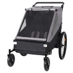 Stylish 2 in 1 Kids Bike Trailer and Stroller for 1 to 2 Children, Jogging Function, Foldable Compact Storage with Universal 