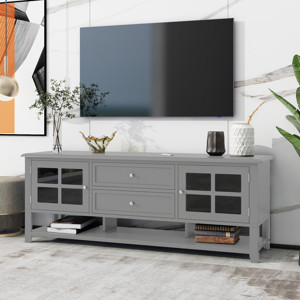 TV Stand for TVs up to 60'', Entertainment Center with Multifunctional Storage Space, TV Cabinet with Modern Design, Media Console for Living Room, Bedroom - Grand Goldman Shop