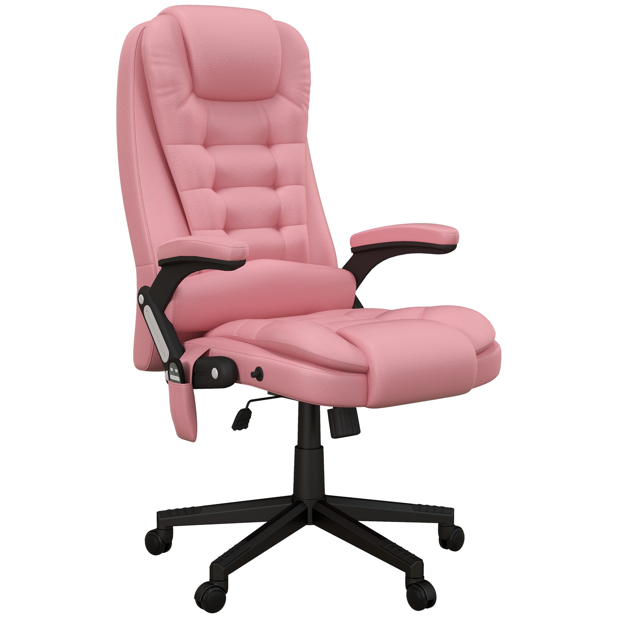 HOMCOM High Back Vibration Massage Office Chair with 6 Vibration Points, Heated Reclining PU Leather Computer Chair with Armr