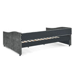 Mid-Century Grey Upholstered Tufted Daybed with Drawers and Copper Nail Trim, Queen Size (84.5'x63.5'x26.5') - Grand Goldman Shop