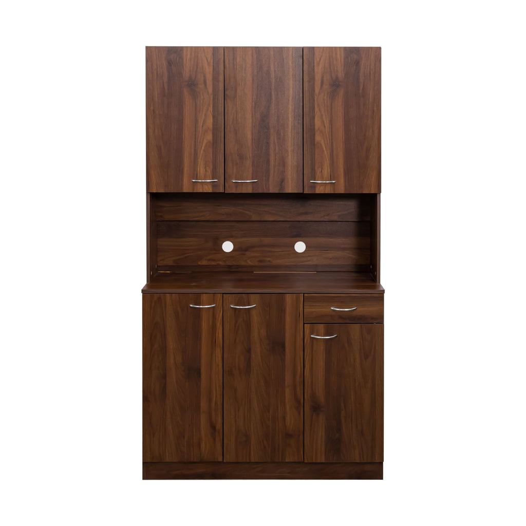 70.87' Tall Wardrobe& Kitchen Cabinet, with 6-Doors, 1-Open Shelves and 1-Drawer for bedroom,Walnut - Grand Goldman Shop