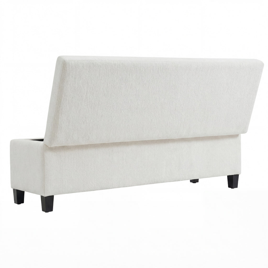 Indoor Textured Boucle White Storage Ottoman Bench - 50.98''L Upholstered Entryway Bench with Hidden Storage, 300lbs Weight Capacity for Living Room, Bedroom & Hallway - Grand Goldman Shop