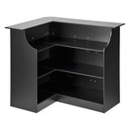 Home Bar Unit, L-Shaped Wine Bar Cabinet Table 4-Tier with Storage Shelves,  Wine Glass Holder, 300 lbs Max Capacity, Wood Liquor Cabinet for Home, Kitchen, Living Room, Pub, Basement, Black - Grand Goldman Shop