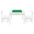 Kids Activity Table and 2 Chairs Set, Building Blocks Double-Sided Tabletop, Toddler Table and Chair Set with Storage for Kid