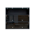 Black Glass Door Shoe Box Shoe Storage Cabinet  With RGB Led Light - Grand Goldman Shop