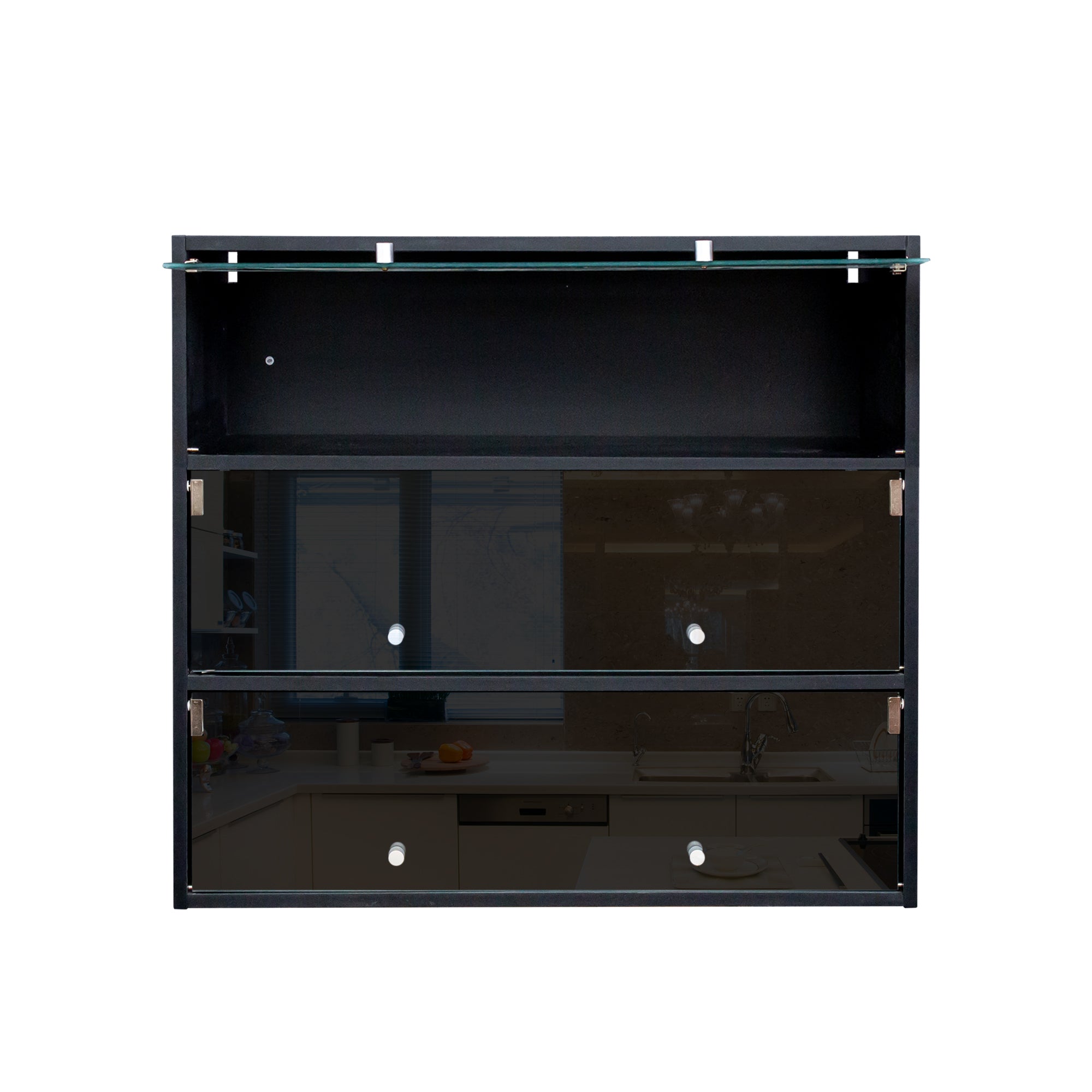 Black Glass Door Shoe Box Shoe Storage Cabinet  With RGB Led Light - Grand Goldman Shop