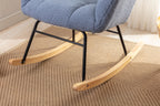 050-Teddy Fabric Rocking Gilder Nursery Chair For Living Room Indoor,Light Blue - Grand Goldman Shop
