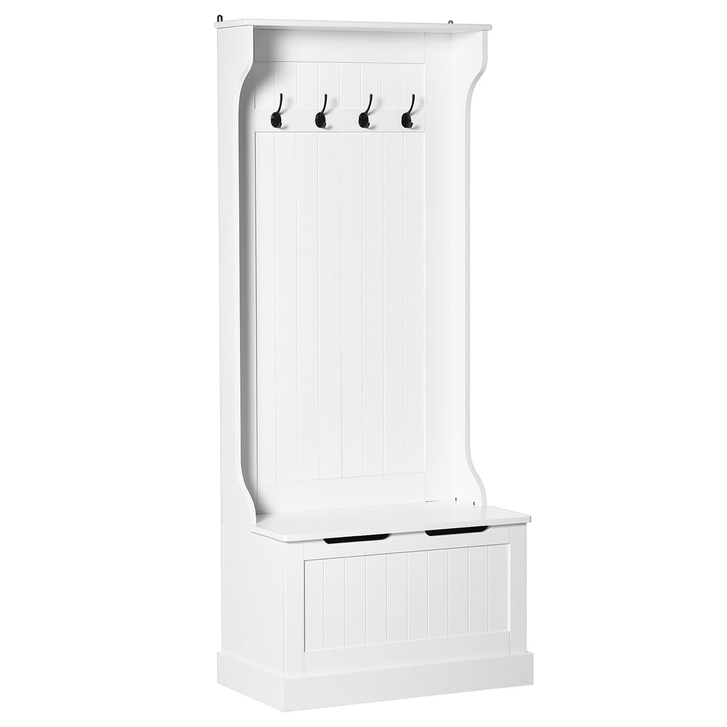 HOMCOM Hall Tree with Coat Rack, Storage and Sitting Bench, White - Grand Goldman Shop