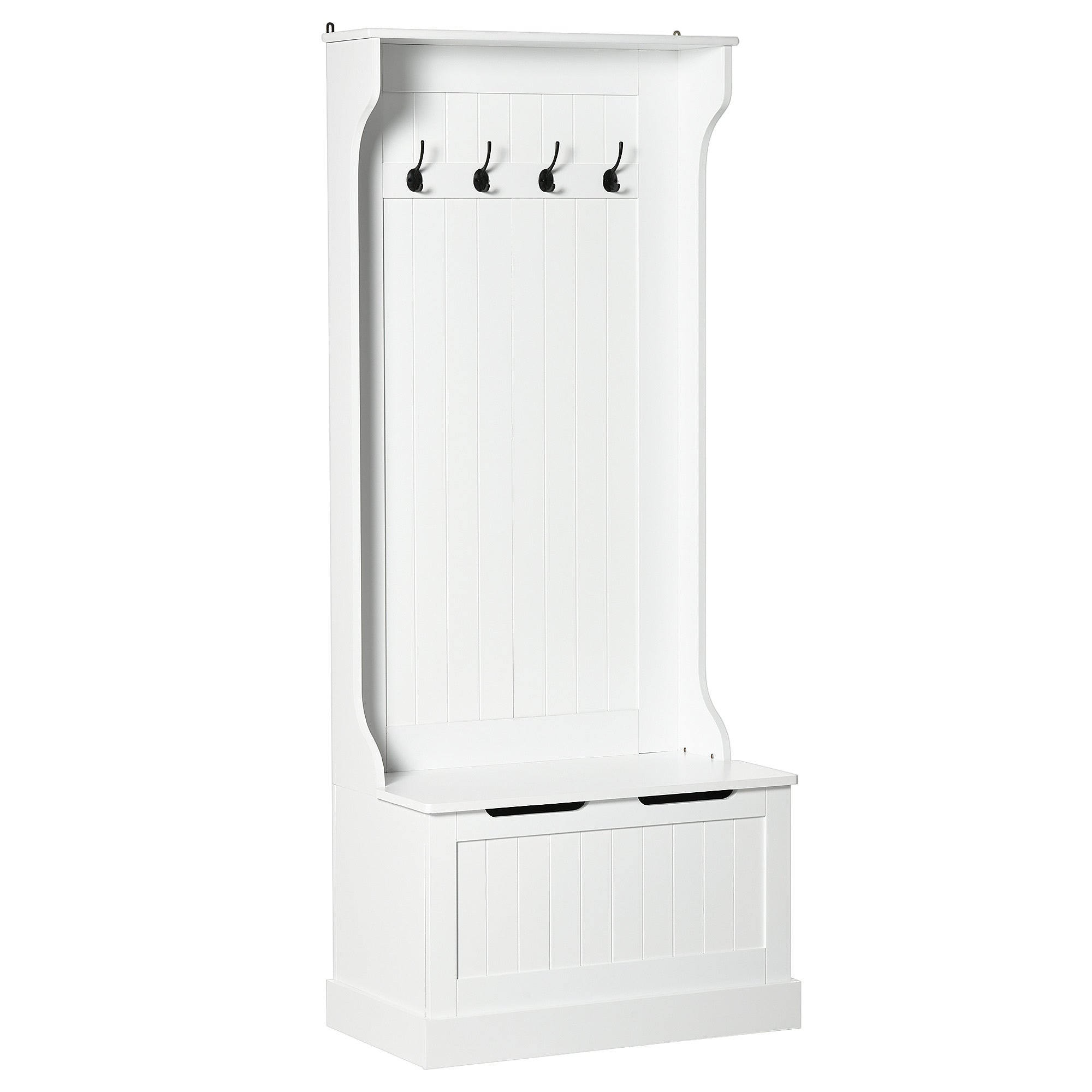 HOMCOM Hall Tree with Coat Rack, Storage and Sitting Bench, White - Grand Goldman Shop