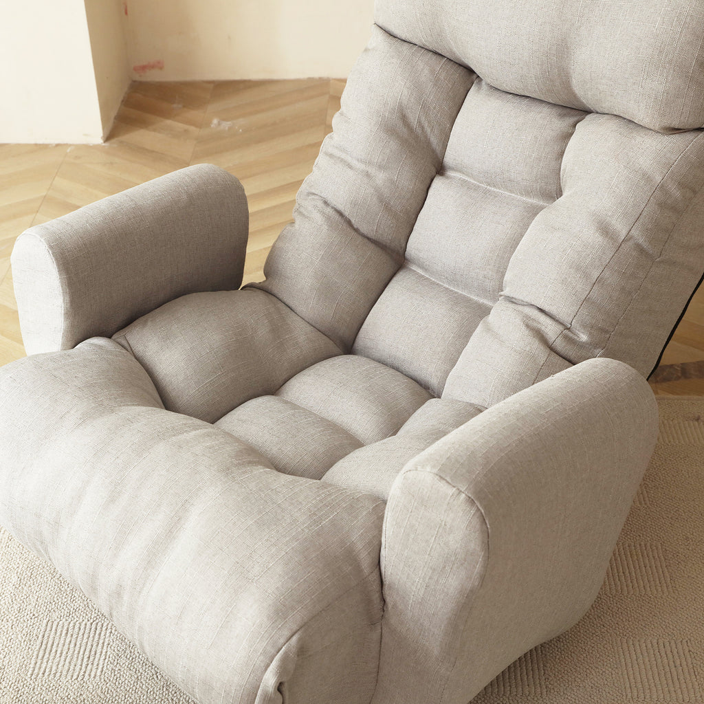 Modern Gray with Metal Frame Swivel Game Lounge Chair with Adjustable Headrest and Waist Support – 360-Degree Rotatable Leisure Chair for Living Room - Grand Goldman Shop