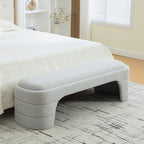 64.96'Wide Modern Upholstered Armless Upholstered Bedroom Benches End of Bed Bench for Entryway, Ottoman Foot Stool for Living Room and Bedroom, Entryway,Light gray Boucle - Grand Goldman Shop