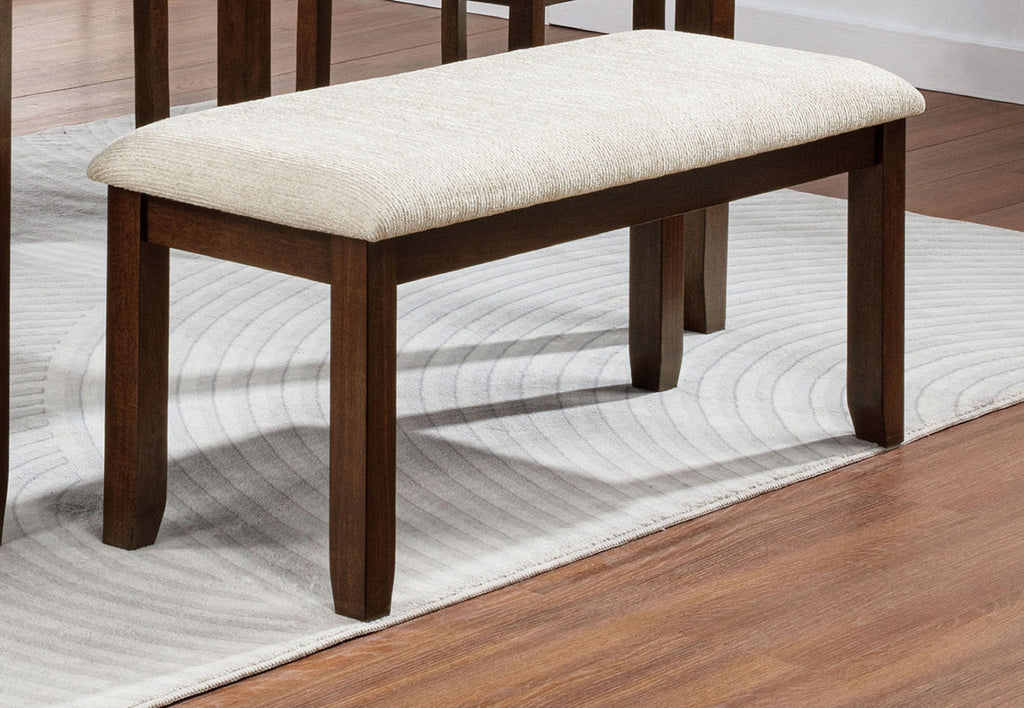 1pc Rich Wood Finish Beige Fabric Upholstered Bench Wooden Dining Room Furniture - Grand Goldman Shop