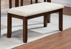 1pc Rich Wood Finish Beige Fabric Upholstered Bench Wooden Dining Room Furniture - Grand Goldman Shop