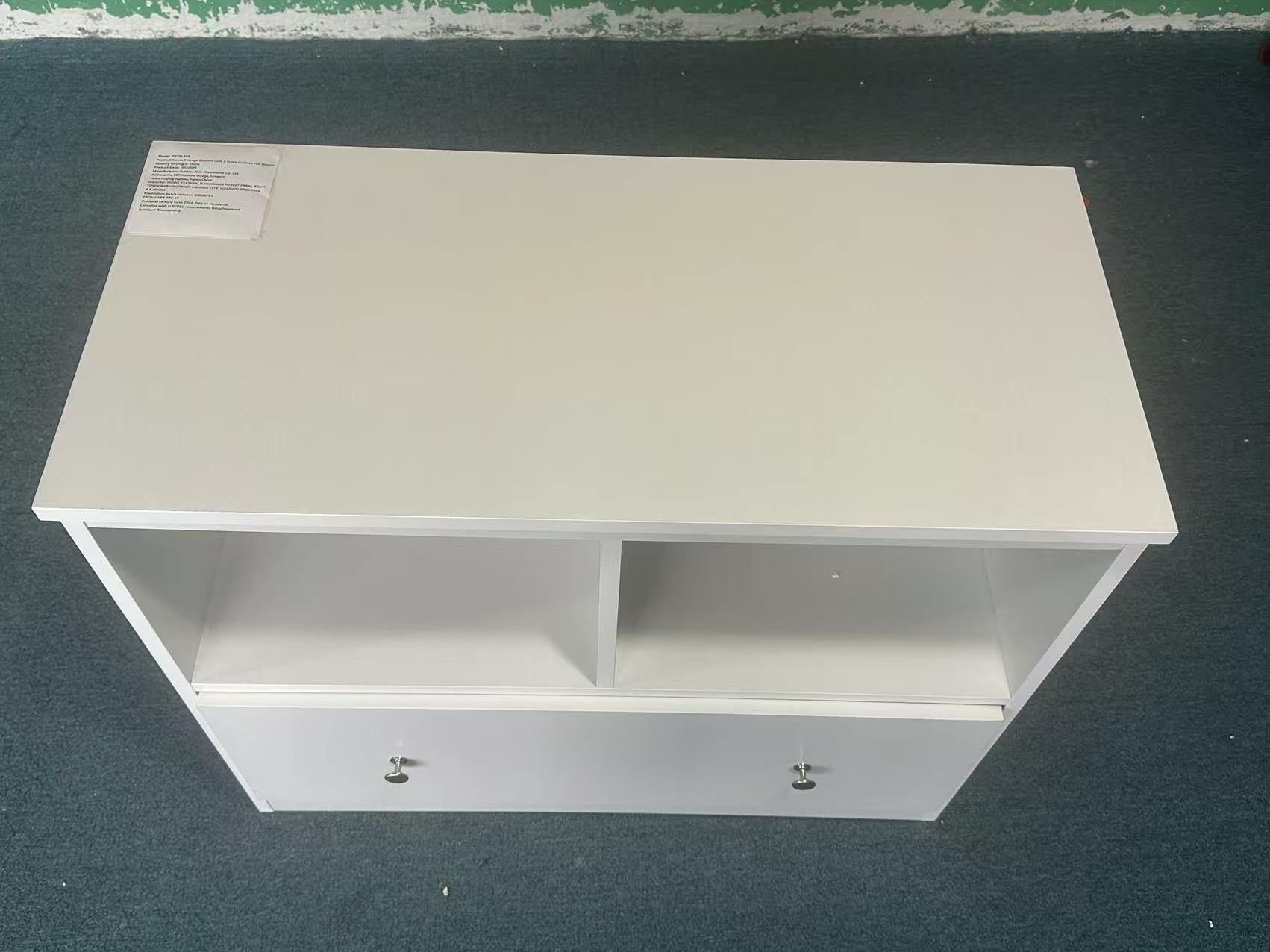 White Wooden Kids Toy Storage Organizer with Large Drawer and Low Bookshelf for Nursery & Playroom, Engineered Wood Cabinet f