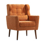 Modern Accent Chair,Chenille Arm Chairs for Living Room,Upholstered Mordern Armchair,Comfy Soft Padded Lounge Chair in Small Space, Bedroom, w/Pillow, Solid Wood Leg (Orange) - Grand Goldman Shop