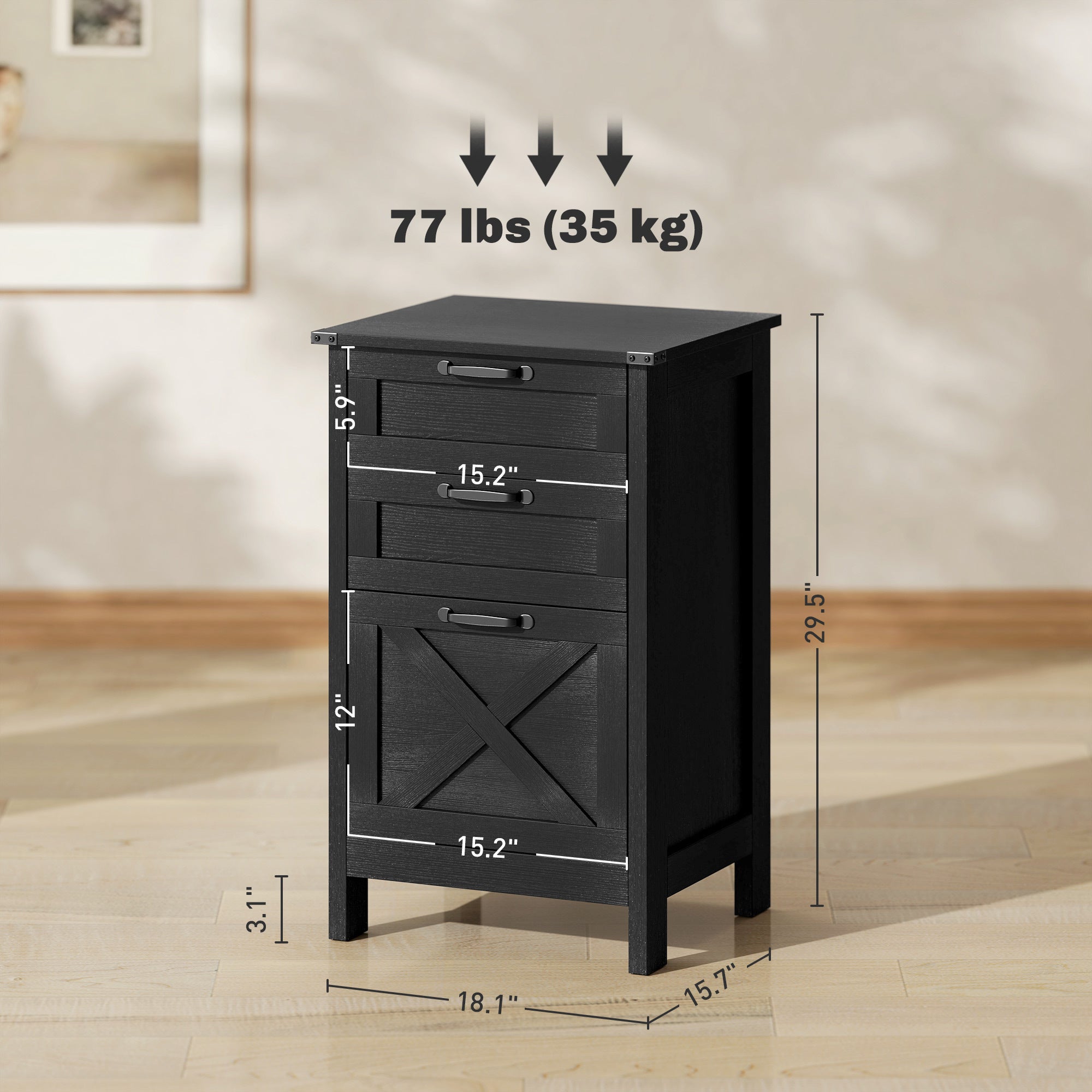 File Cabinet with 3 Drawers,Rustic Farmhouse Office Storage Cabinet,For Home and Office | Premium Home Decor - Grand Goldman