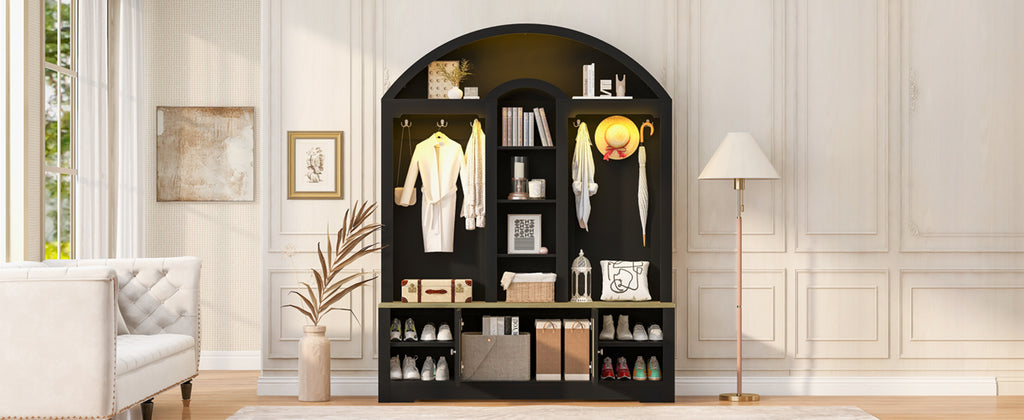 Multi-functional wardrobe/entrance wardrobe, equipped with shoe racks, clothes hangers and hooks. Wardrobe - A wardrobe is made of sturdy medium-density fiberboard with modern design and practical sto - Grand Goldman Shop