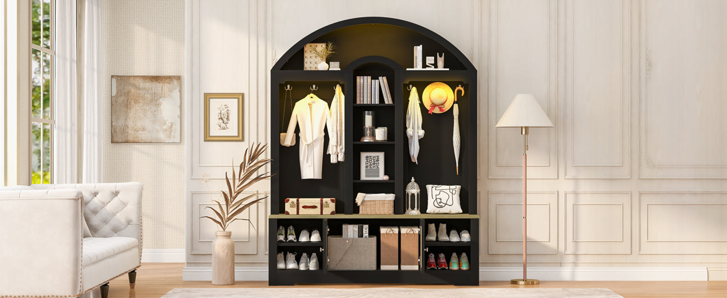 Multi-functional wardrobe/entrance wardrobe, equipped with shoe racks, clothes hangers and hooks. Wardrobe - A wardrobe is made of sturdy medium-density fiberboard with modern design and practical sto - Grand Goldman Shop