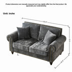 Modern 2-Seater Sofa with Rolled Arms, Tufted Upholstered Couch in Gray Fabric, 63 Inches - Grand Goldman Shop