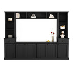 Minimalist Entertainment Wall Unit Set with Bridge for TVs Up to 75'', Ample Storage Space TV Stand with Adjustable Shelves, Modernist Large Media Console for Living Room, Black - Grand Goldman Shop