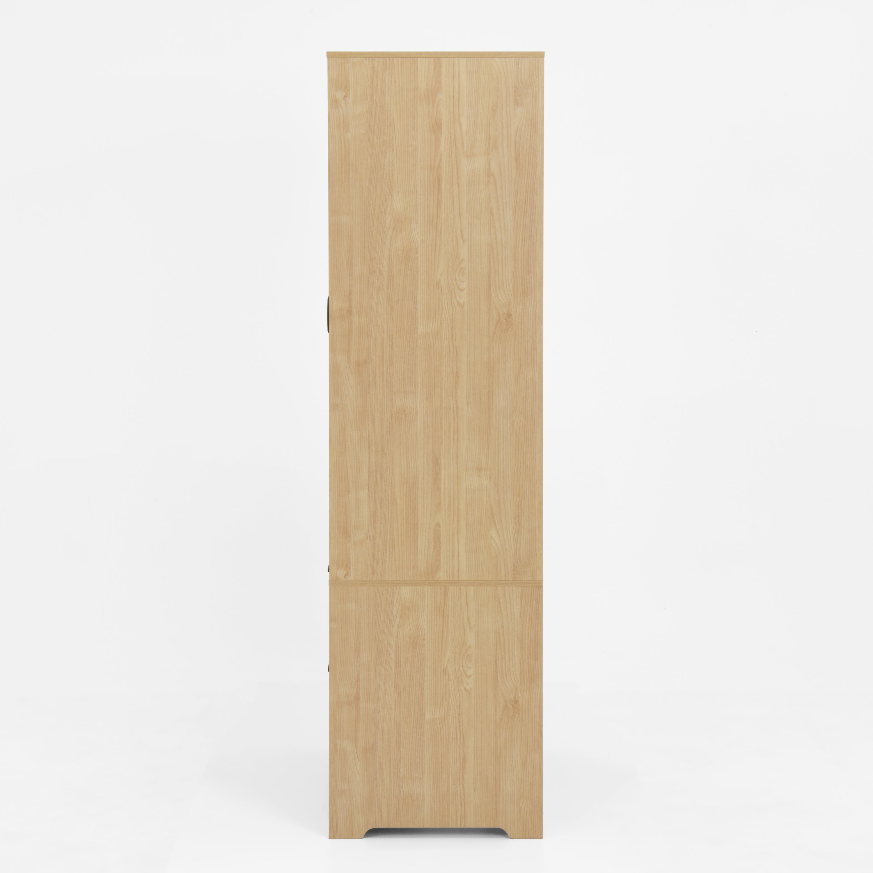 2 Door Wood Wardrobe for Bedroom with Hanging Clothing Rod inside the Cabinet and 2 Drawers for Storage Organization, Built-in induction light Multifunctional Closet with Mirror, Natural - Grand Goldman Shop