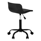 Office Chair, Adjustable Height, Swivel, Ergonomic, Computer Desk, Work, Juvenile, Black Leather Look, White Metal, Contempor