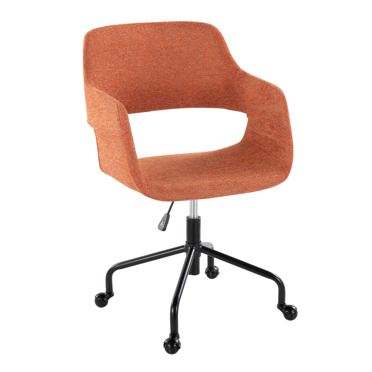 Contemporary Adjustable Office Chair in Black Metal and Orange Fabric | Premium Home Decor - Grand Goldman